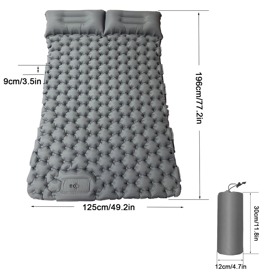 Binchi Outdoor 2-Personen-Luftmatratze für Camping und Rucksackreisen in Blau, H x B x T: 9 x 196 x 125 cm - Bild 4