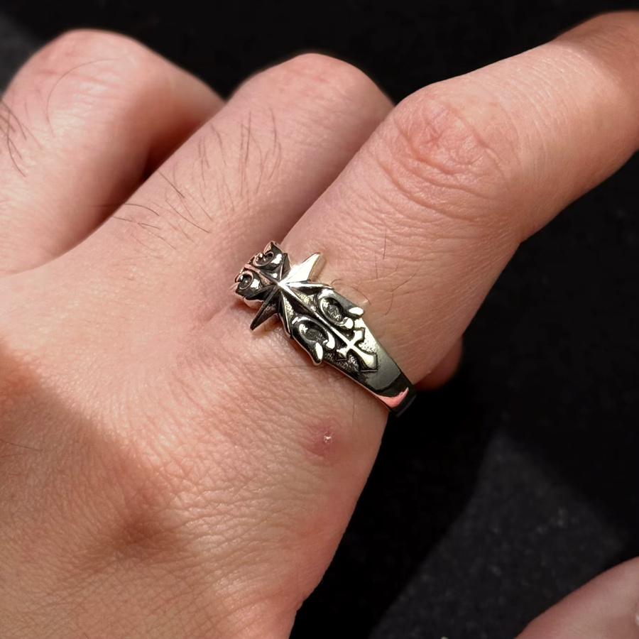 LENNIK Ring, Messing, Silber, Sechszackiger Stern, Unisex - Bild 5