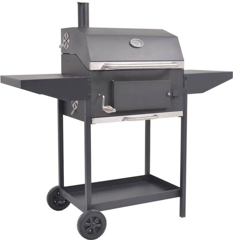 VIDAXL Holzkohlegrill Smoker mit Ablage in Schwarz - Bild 1