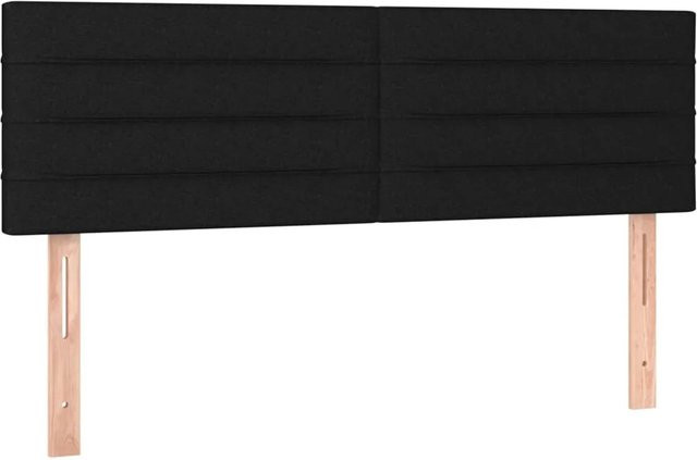 vidaXL LED Kopfteil Schwarz mit USB-Ladeport und integrierter Beleuchtung, Stoff, B: 144 cm, T: 5 cm, H: 78-88 cm - Bild 1