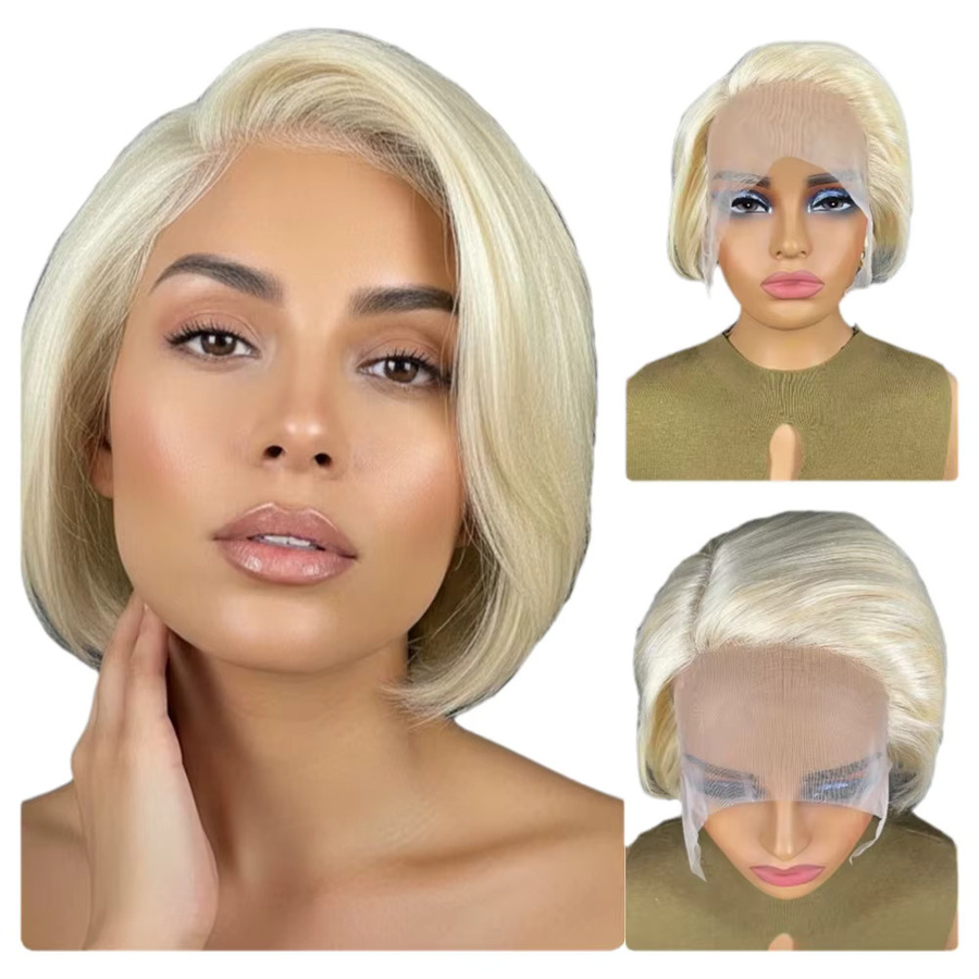 OYM HAIR Echthaar-Perücke, Pixie-Schnitt, Spitzenfront, Damen - Bild 3