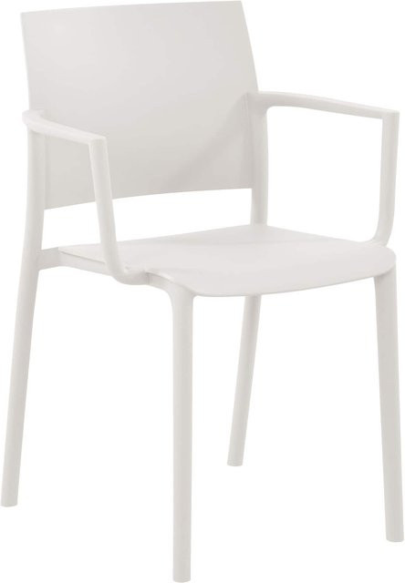 CLP Gartenstuhl Valtor mit Armlehnen aus Kunststoff, weiß, wetterfest und stapelbar, ideal für Garten, Terrasse, Balkon und Küche, belastbar bis 150 kg - Bild 1