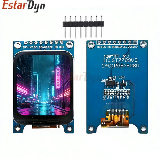 Estardyn ST7789 SPI LCD-Modul mit 1,69 Zoll IPS TFT Display 240x280 für Raspberry Pi Pico - Bild 1