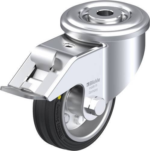 Blickle Lenkrolle LER-VE 80R-FI-EL mit Feststeller in Schwarz und Silber, Rad-Durchmesser: 80 mm, Tragfähigkeit: 50 kg - Bild 1