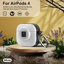 Stoßfeste Schutzhülle für Apple AirPods 1 2 3 4 Pro und Pro 2 mit Schloss-Schalter in Weiß - Bild 1