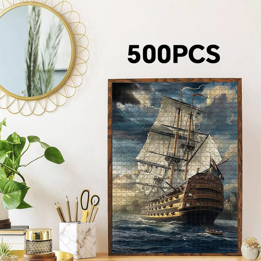 AZNM Piraten Segelschiff-Piratschiff-Puzzle, Blau, Pappe / Karton - Bild 3