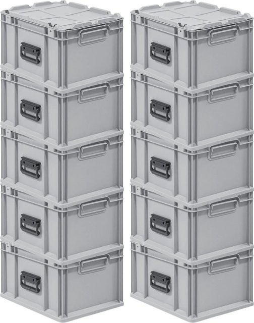 PROREGAL Spar Set 10x Eurobox Nextgen Portable Transportbehälter Grau H x B x T: 23,5 x 40 x 30 cm, 20 Liter - Bild 1