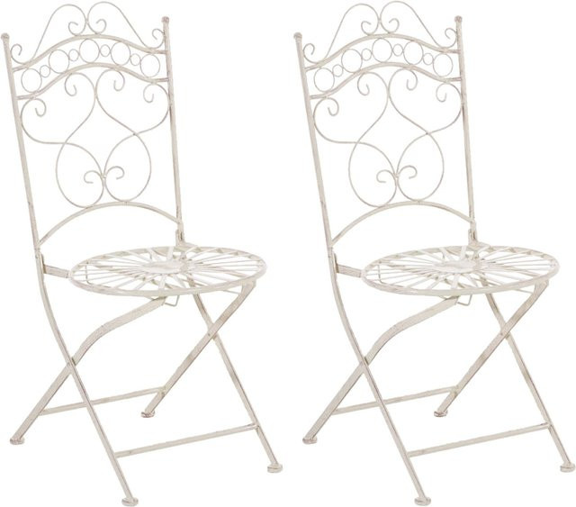 TPFGarden 2er Set Gartenstühle Indi aus Metall in Antik-Creme/Beige - Bild 1