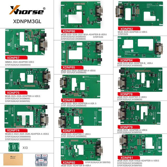 Xhorse Key Tool Plus Adapter Set XDNPM3GL MQB48 in Grün für Multi-Prog und VVDI Prog ohne Demontage und Löten - Bild 1