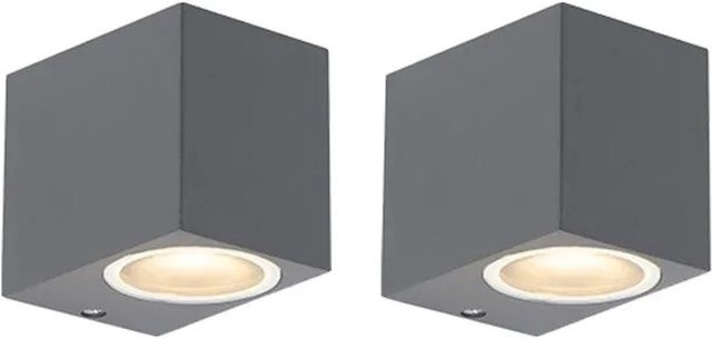 QAZQA Baleno I Set mit 2 modernen Wandleuchten in Anthrazit, dimmbar, IP44 für Außenbereich, Badezimmer und Innenraum, GU10 Aluminium - Bild 1