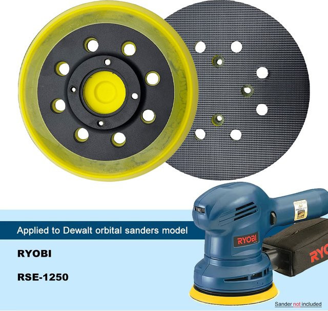 Ryobi 5 Zoll 8-Loch Klett-Schleifpad Trägerplatte für Exzenterschleifer in Gelb - Bild 1