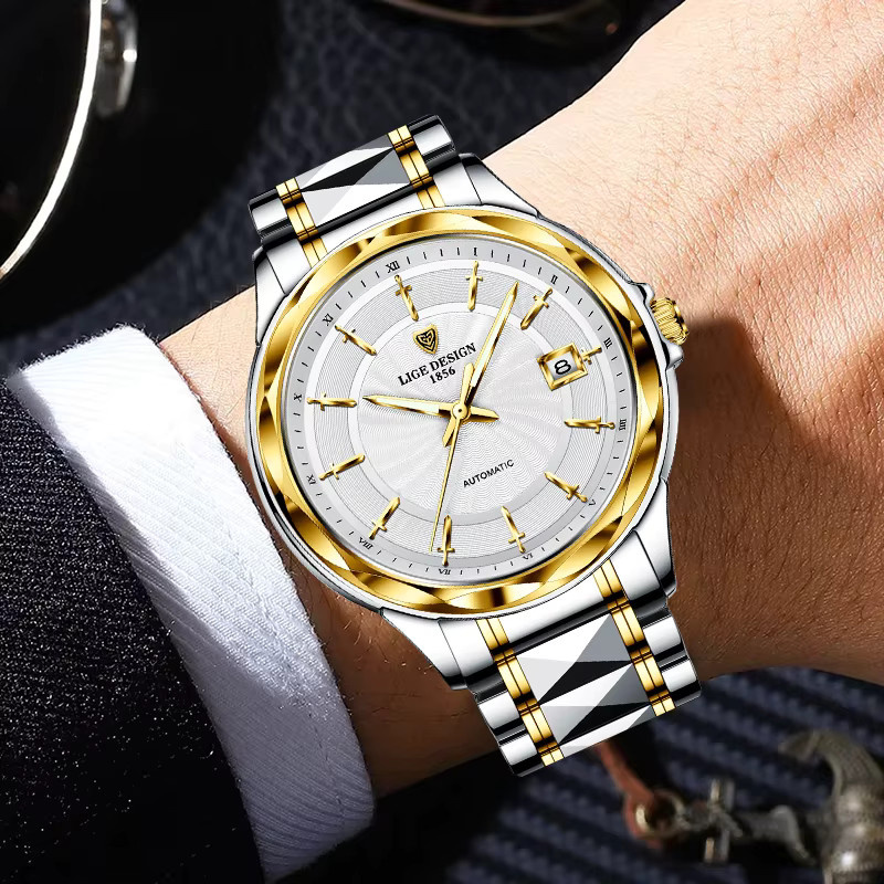 LIGE DESIGN Armbanduhr Automatik, Edelstahl, Saphirglas, Herren - Bild 5