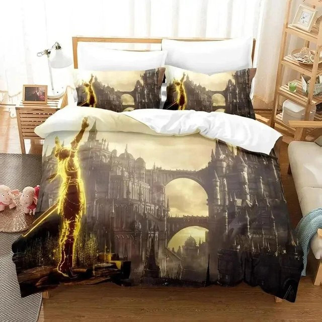 Dark Souls Bettwäsche-Set von Binchi Fitness mit 3D-Druck, Farbe Schwarz, B/H: 140 x 210 cm - Bild 1