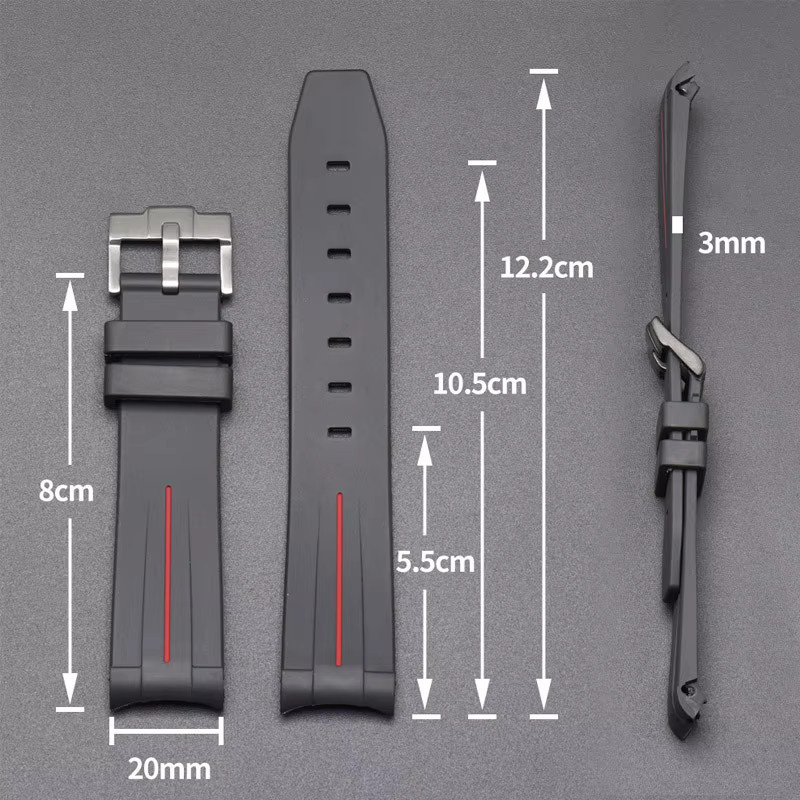 Abay Uhrenarmband Kautschuk, 20 mm, Schwarz, Unisex - Bild 2