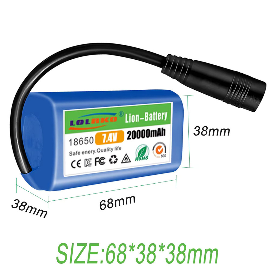 ALalito Ersatzbatterie mit USB-Ladegerät für RC Köderboote, 7,4 V 20000 mAh, Blau - Bild 4