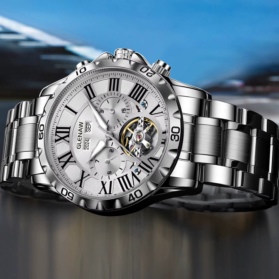 GLENAW Armbanduhr Automatik, Edelstahl, Grau, Herren - Bild 2