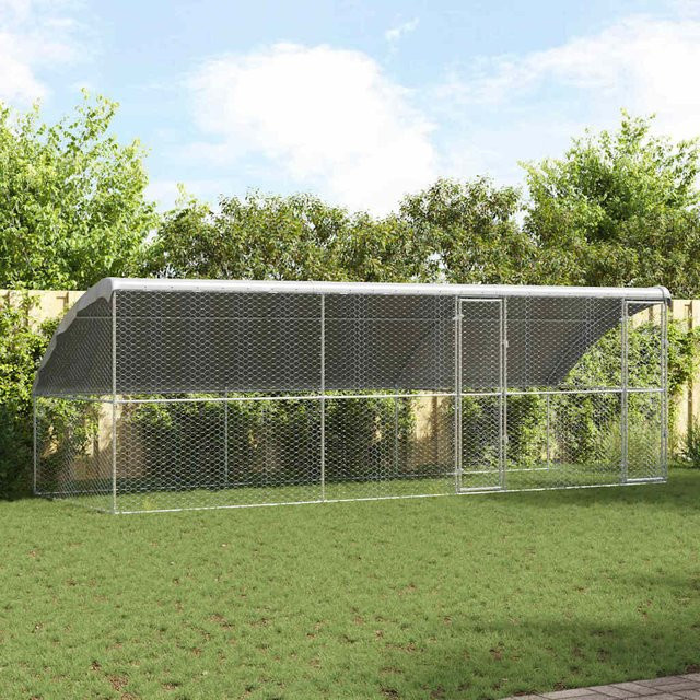 vidaXL Hundekäfig 3-teilig aus verzinktem Stahl in Silber B/T/H: 6 x 2 x 2 m - Bild 2