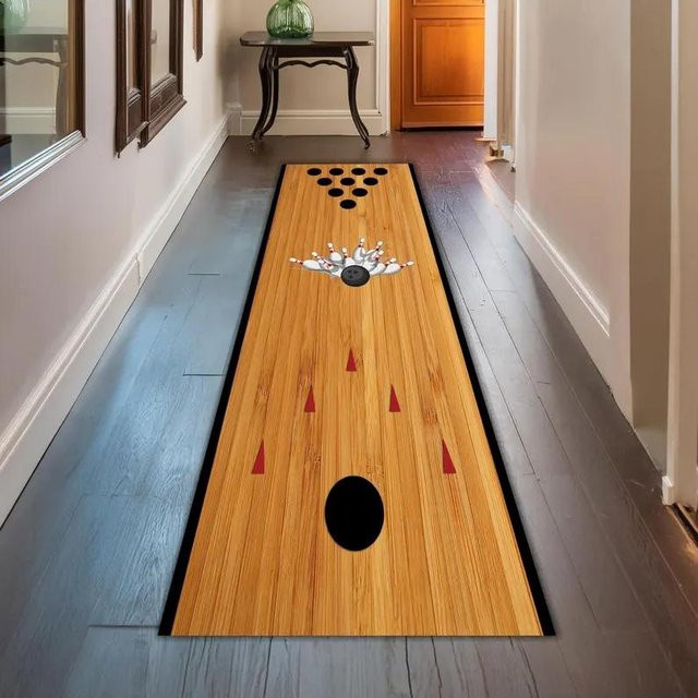Waschbarer und rutschfester Bowlingbahnen Teppich Läufer in Multicolour mit Holzoptik, B/B/H: 50 x 150 cm - Bild 1