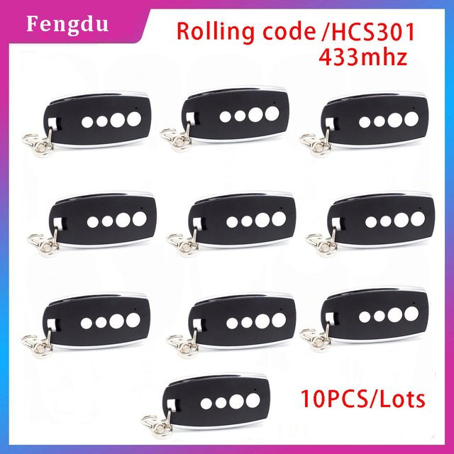 10er Set Fernbedienung für Garagentore und Tore mit 433 MHz Rolling Code und Hopping Code HCS301 in Schwarz - Bild 1