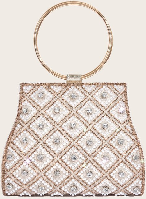 Handtasche Damen, PU, Strass, Gold, Ketten tasche - Bild 1
