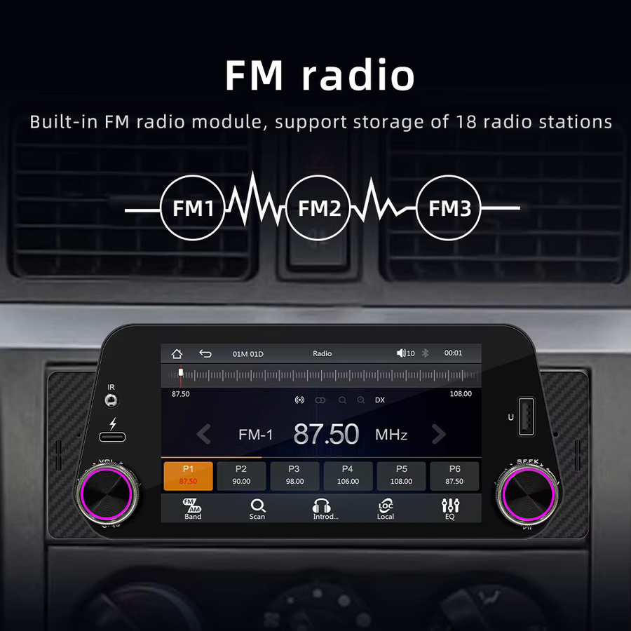 Icreative 1DIN Auto Radio Multimedia Player mit 5 Zoll Touchscreen, Carplay, Android Auto, Navigation und Mirrorlink in Schwarz - Bild 4