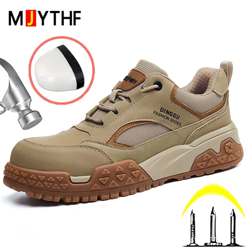 MJYTHF Sicherheitsschuhe für Herren mit Stahlkappe und 10kV Isolierung, durchstichfest und quetschsicher, Farbe: Braun/Beige, EN ISO 20345 - Bild 1