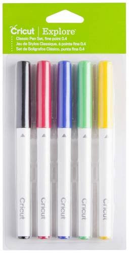 Cricut Fine Point Pen Stifteset Basic 0,4mm, 5 Stück in Schwarz, Rot, Blau, Grün und Gelb - Bild 1