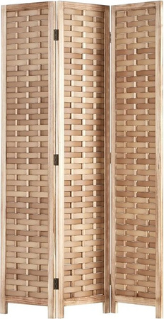 Homestyle4u 3-tlg. Paravent mit Rattanmuster in Braun, B/H: 120 x 170 cm