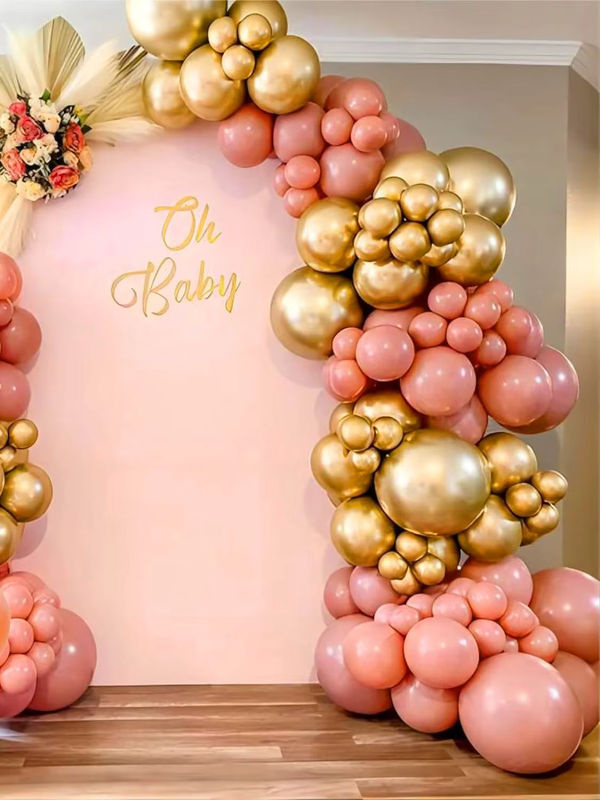 135-teiliges Latex-Ballon-Set in Grau, Rosa und Gold für deine Dekoration bei Geburtstagen, Hochzeiten oder Babypartys - Bild 4