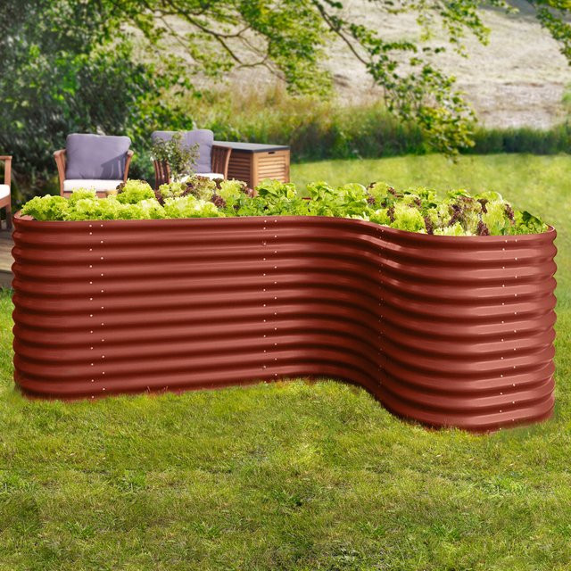 Vitavia Hochbeeterweiterung Terra Curve in Rubinrot aus Stahlblech, B/T/H: 80 x 80 x 86 cm - Bild 1