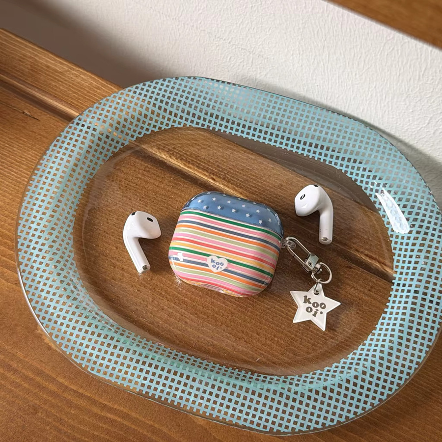 Bunte Kopfhörer-Schutzhülle im koreanischen Stil mit Streifen und Sternen für Apple AirPods 1, 2, 3, 4 und Pro/Pro 2/Pro 3, Multicolor - Bild 5