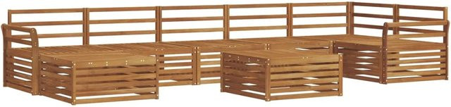 vidaXL Sofagarnitur 8-teilig aus Massivholz Akazie in Braun mit Tisch und Hocker im L-Shape Design - Bild 1
