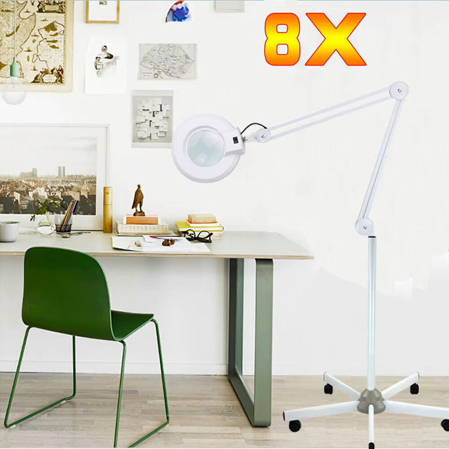8X Lupenlampe mit 2400 lm LED-Licht in Weiß mit verstellbarem Ständer und 360 Grad Rotation für Handwerk, Reparatur und Beauty - Bild 2
