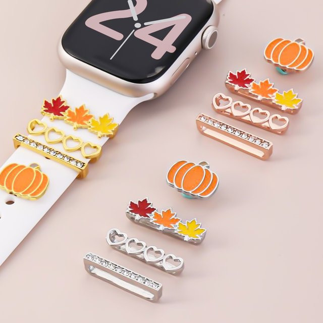 OAKCHARM Uhrenarmband-Zubehör, Halloween Kürbis Blatt Charms, Metall, Bunt, Unisex - Bild 1