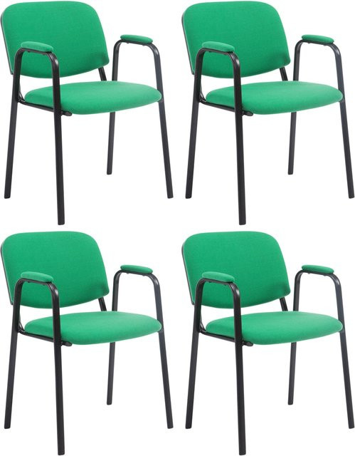 CLP Ken Pro Stapelstuhl 4er Set mit Armlehnen, gepolsterte Konferenzstühle mit Stoffbezug und schwarzem Metallgestell - Bild 1