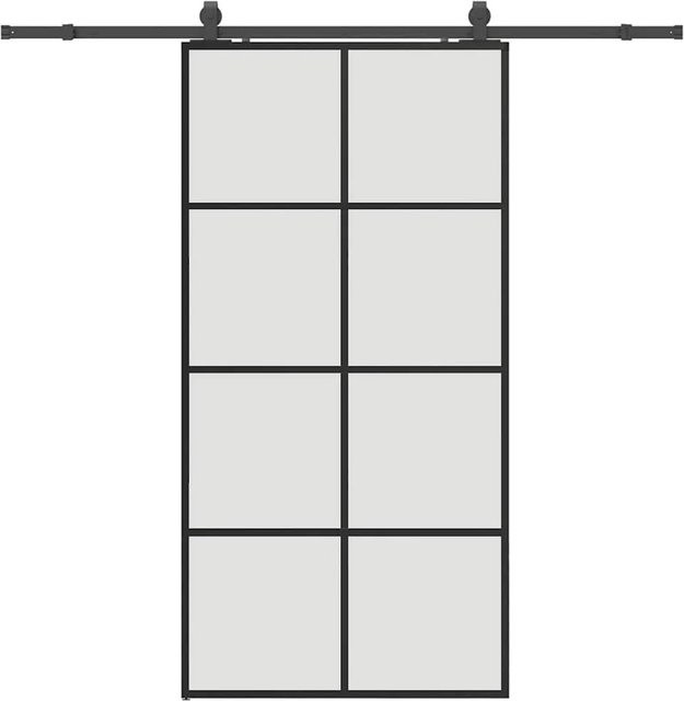 vidaXL Schiebetür aus ESG-Glas in Schwarz mit Beschlag, B: 102,5 cm, H: 205 cm - Bild 1