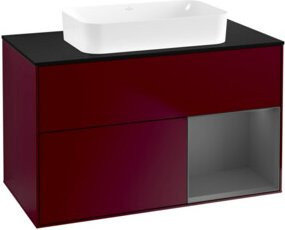 V&B Waschtischunterschrank Finion mit Wandbeleuchtung, Anthrazit Matt, Breite: 100 cm, Tiefe: 60,3 cm - Bild 1