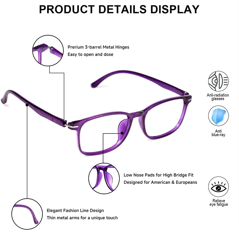 VOPHA Lesebrille, Vollrand, rechteckig, Kunststoff, Unisex, purple - Bild 2