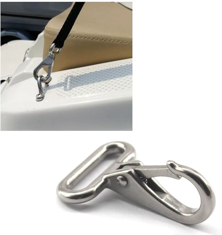 NERISXB Karabinerhaken mit quadratischem Ring aus Edelstahl 316 in Silber für Segelgeräte und Yacht - Bild 4