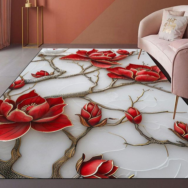 Wucifang Jewelry 3D-Blumen Teppich Modernes Design, Mehrfarbig, B/B: 90 x 60 cm - Bild 1