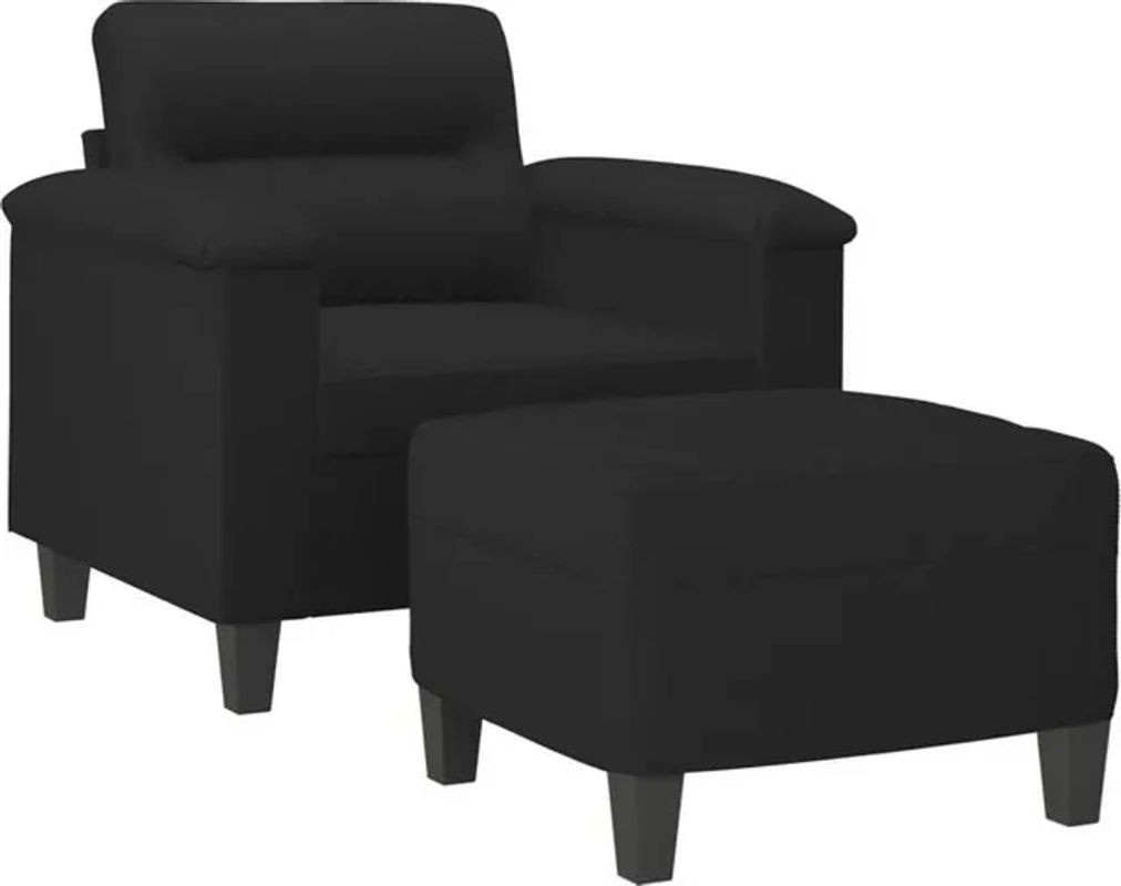 Modernes Relaxsessels Set mit Hocker von vidaxl in Schwarz aus Mikrofaser und Metall - Bild 1