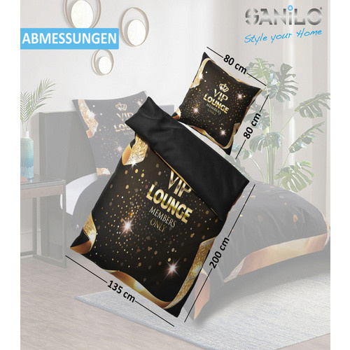 Sanilo Bettwäsche VIP Lounge 2-teilig aus Baumwolle, Schwarz, B/H: 135 x 200 cm, Kissen: 80 x 80 cm - Bild 3