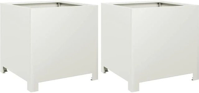 2er-Set vidaXL Pflanzkübel aus Stahl in Weiß, B/T/H: 40 x 40 x 40 cm - Bild 1