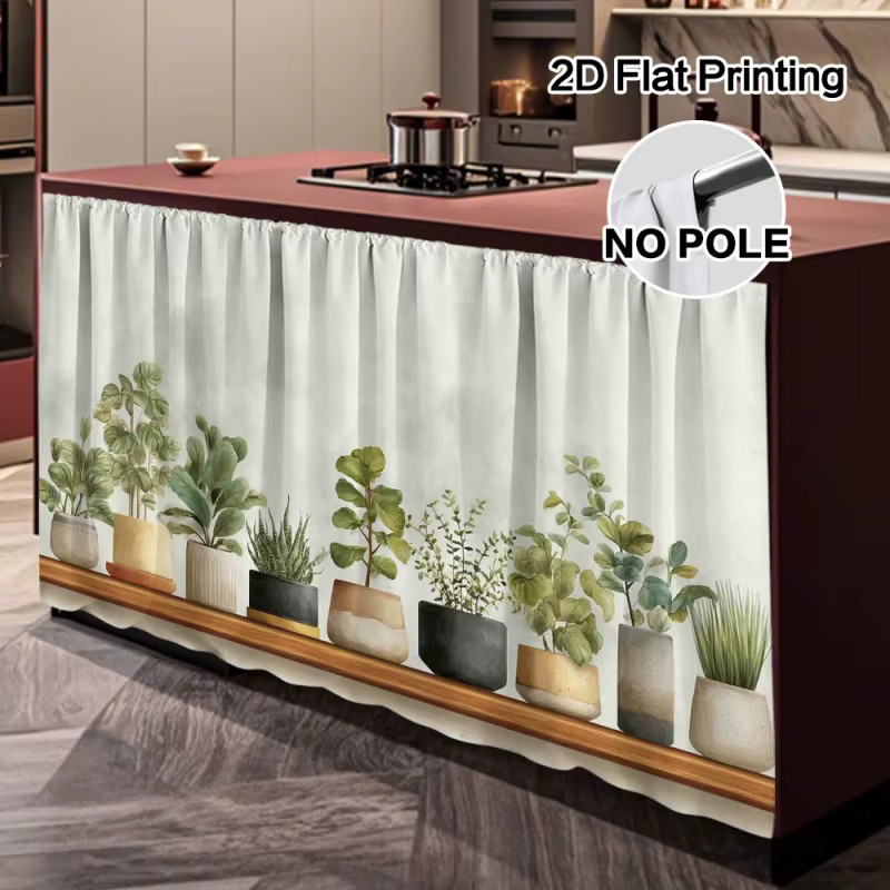 VIKAMA Pflanzentopf-Vorhang mit floralem Design in Nature, 1-teiliges Stoffpanel für Badezimmer, Küche und Waschräume - Bild 5
