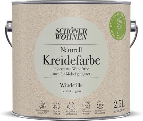 Schöner Wohnen Naturell Kreidefarbe Windstille, Innenfarbe matt, grau, 2,5 l - Bild 1