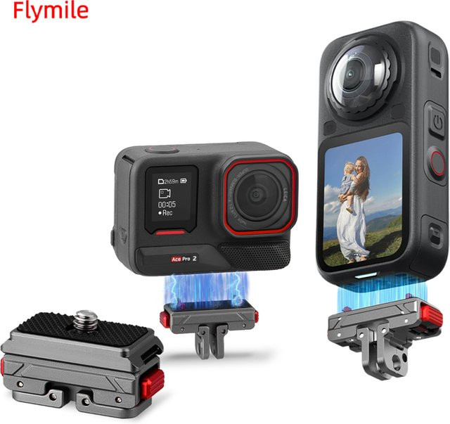 Flymile Metall-Schnellwechselhalterung mit magnetischer Basis als Erweiterungshalterung und Adapter für Insta360 X6, Insta360 X5 und Ace Pro 2 - Bild 1