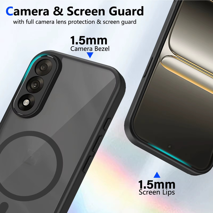 Magnetische Matte Schutzhülle für OnePlus Nord 5 und OnePlus Ace5 Ultra in Schwarz Transparent mit Anti-Drop Funktion - Bild 3