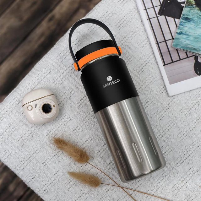 Sundigu Isolierte Edelstahl Wasserflasche als tragbarer Reisebecher, Anthrazit Schwarz - Bild 1