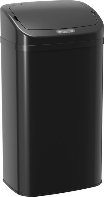 HOMCOM Sensor Mülleimer 48l aus Edelstahl in Schwarz mit Bewegungssensor und Fingerabdruckschutz - Bild 1