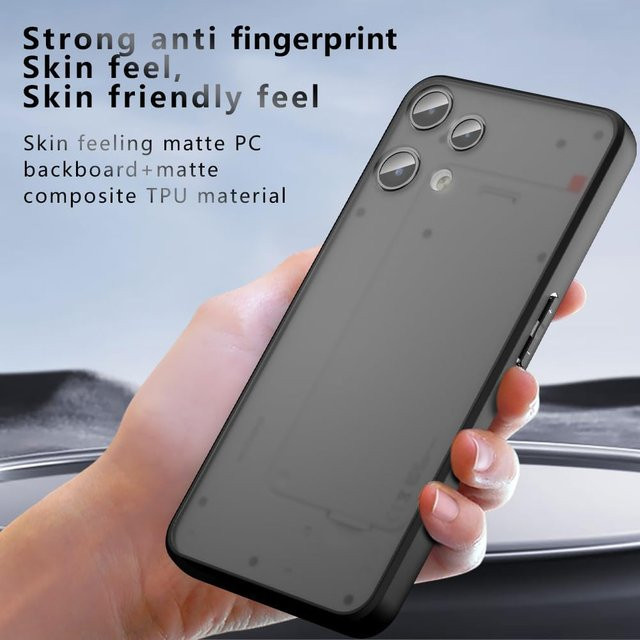 Fundas Frosted Matte Schutzhülle für Nothing Phone 3a Lite in Transparent Schwarz, stoßfestes Skin-Touch Cover mit harter Rückseite - Bild 1